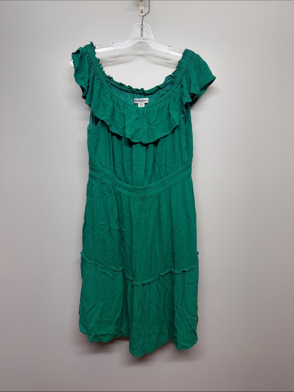 Tommy Bahama Green Off-Shoulder Ruffle Midi Dress